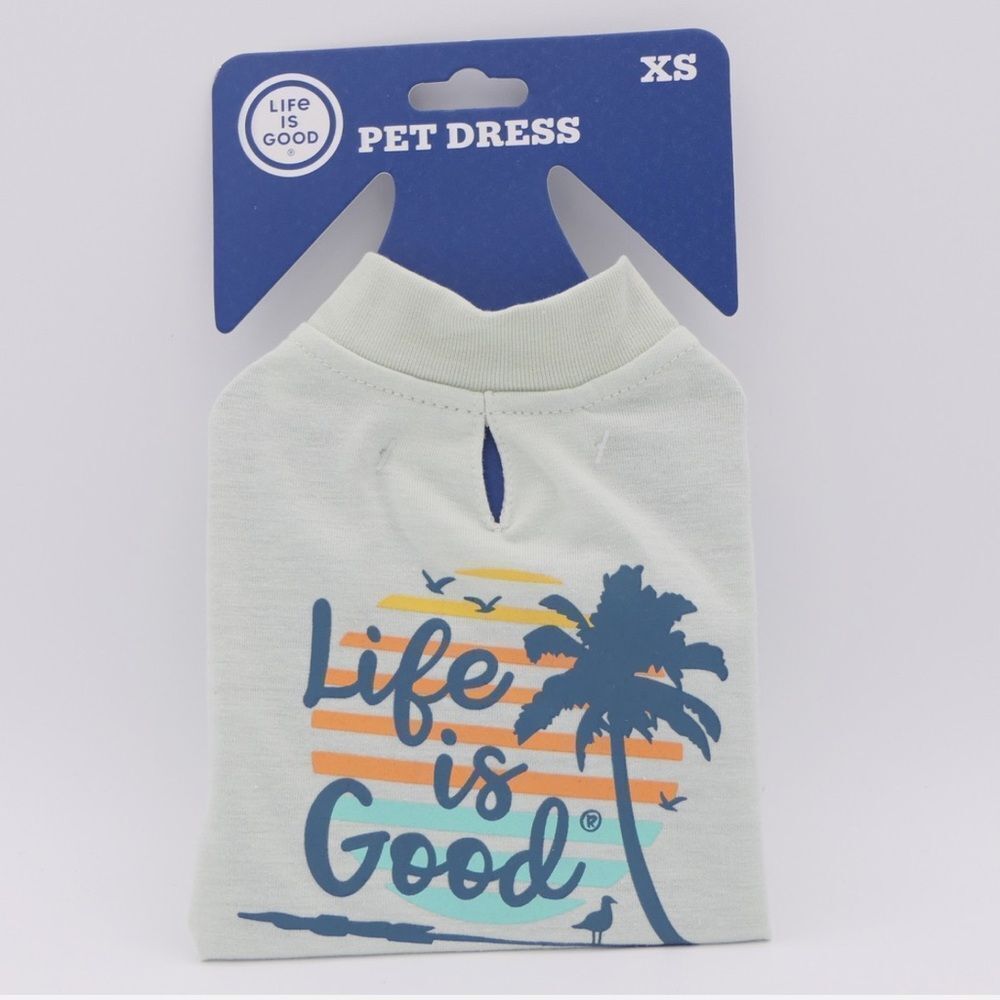 Life Is Good XS, M, XL Pet Dress White Palm Tree